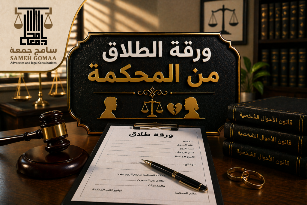 ورقة الطلاق من المحكمة مصر 2026 — مؤسسة سامح جمعة للمحاماة