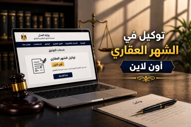 توكيل في الشهر العقاري أون لاين مصر 2026 — مؤسسة سامح جمعة للمحاماة