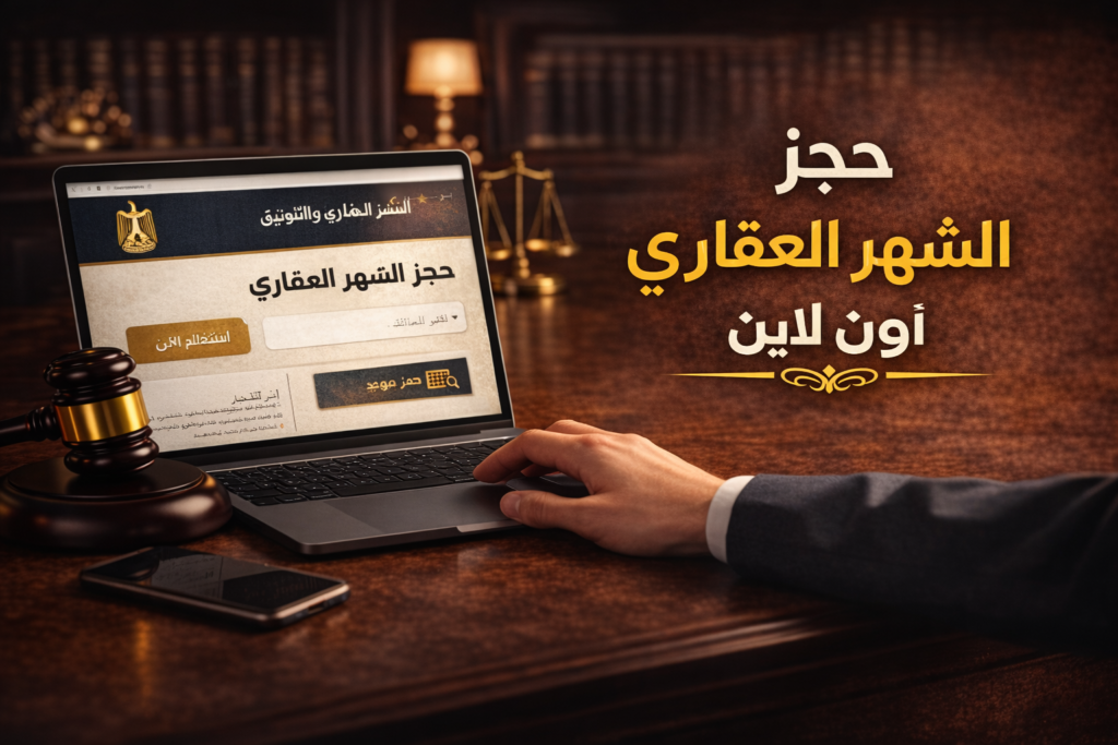 حجز الشهر العقاري أون لاين مصر 2026 — مؤسسة سامح جمعة للمحاماة